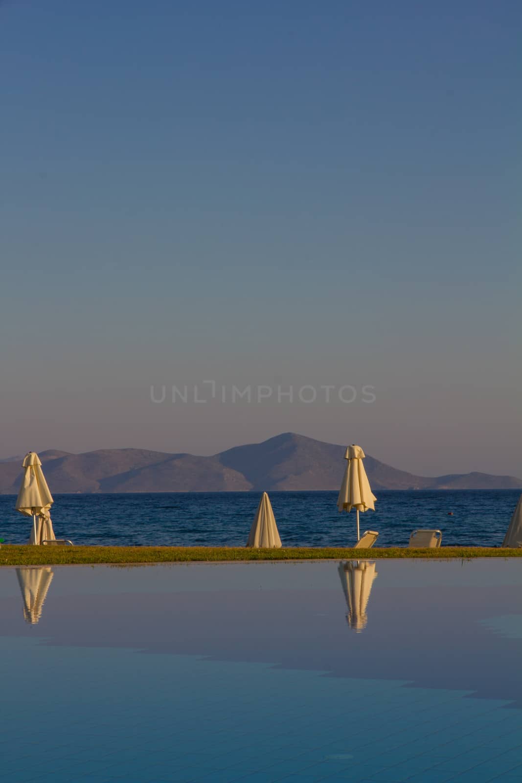 View at the pool with mountains in the background