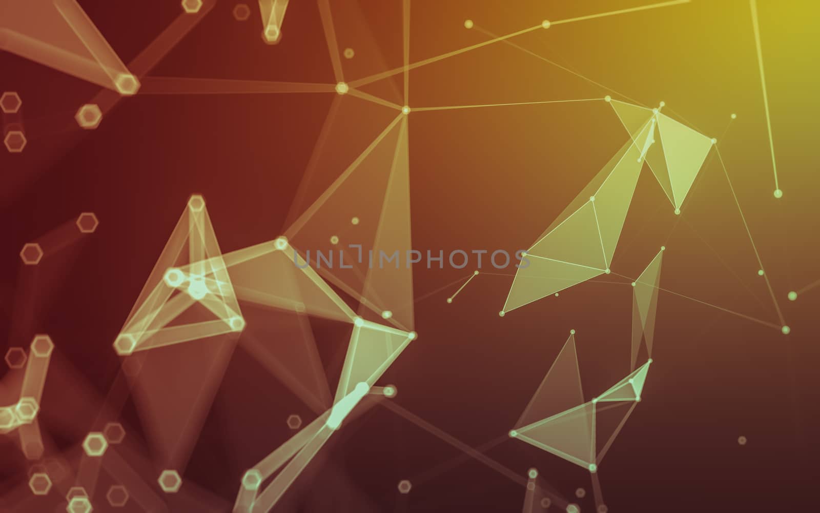 Abstract polygonal space low poly dark background, 3d rendering by teerawit