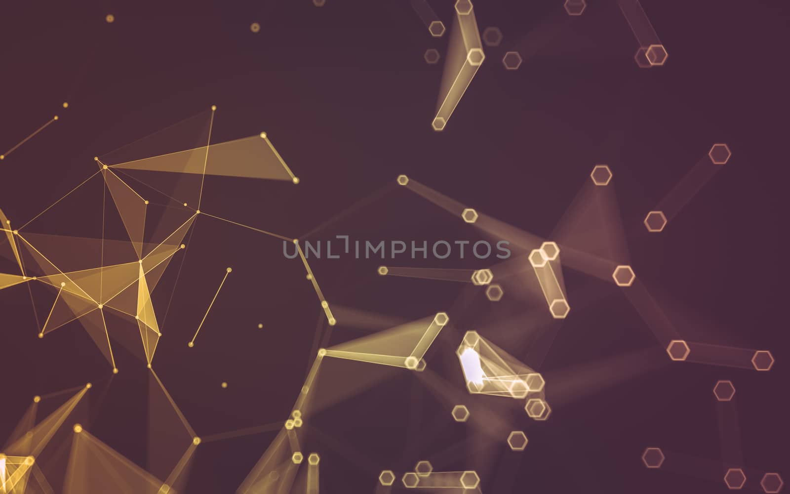 Abstract polygonal space low poly dark background with connecting dots and lines. Connection structure. 3d rendering