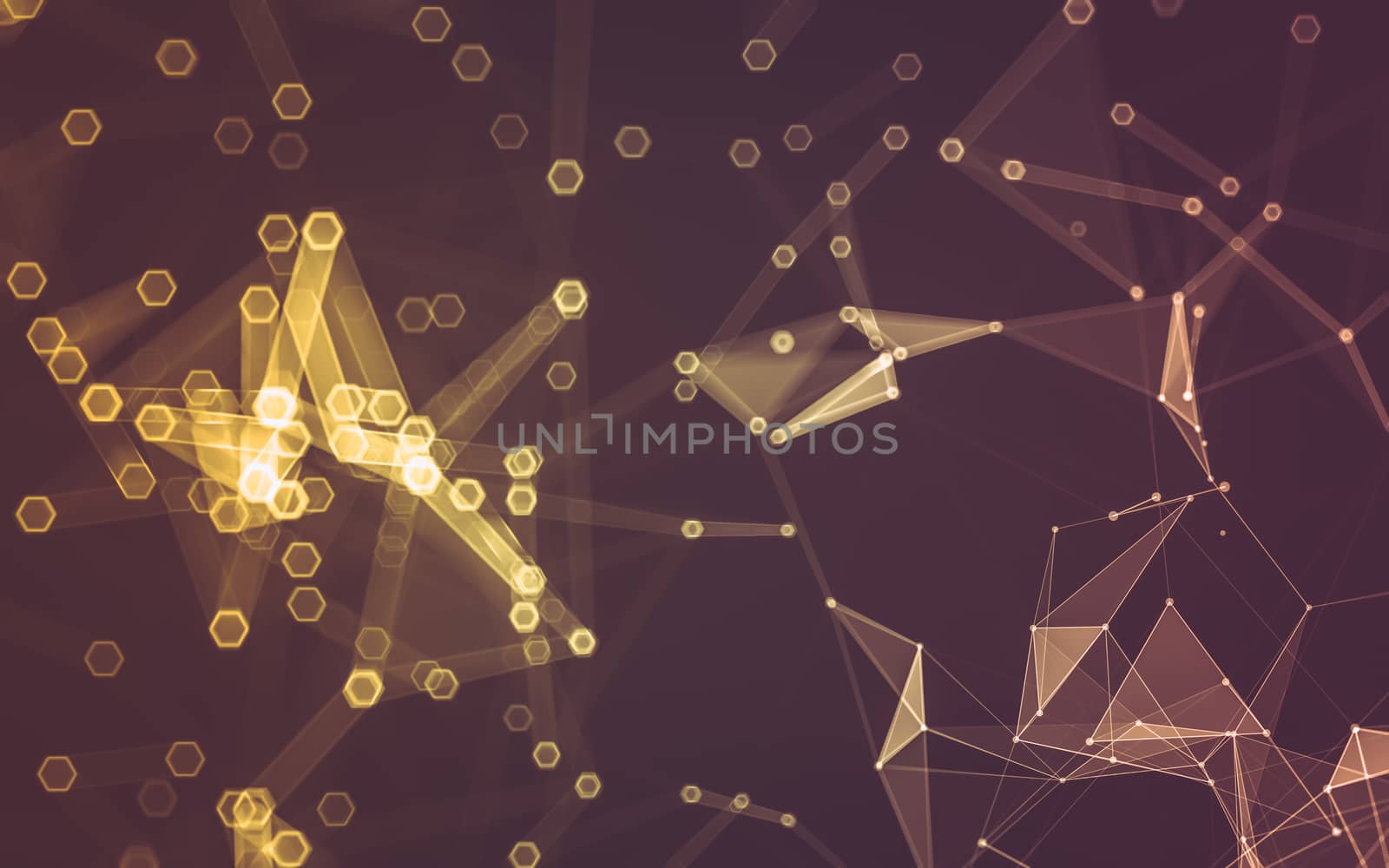 Abstract polygonal space low poly dark background with connecting dots and lines. Connection structure. 3d rendering