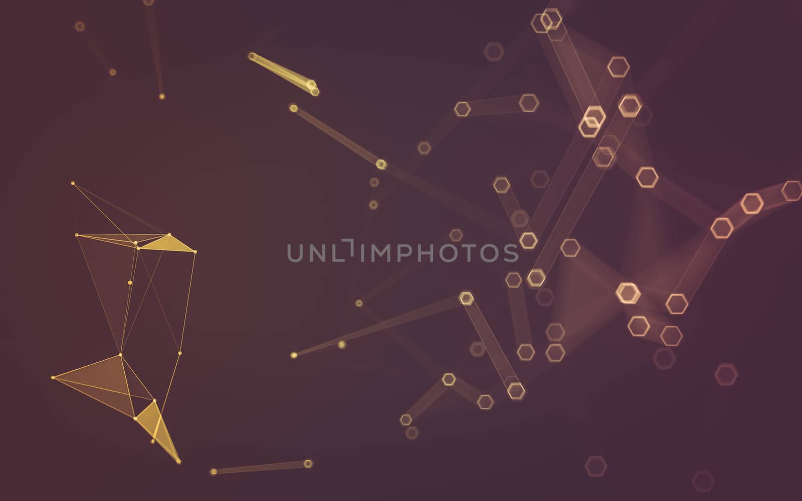 Abstract polygonal space low poly dark background with connecting dots and lines. Connection structure. 3d rendering