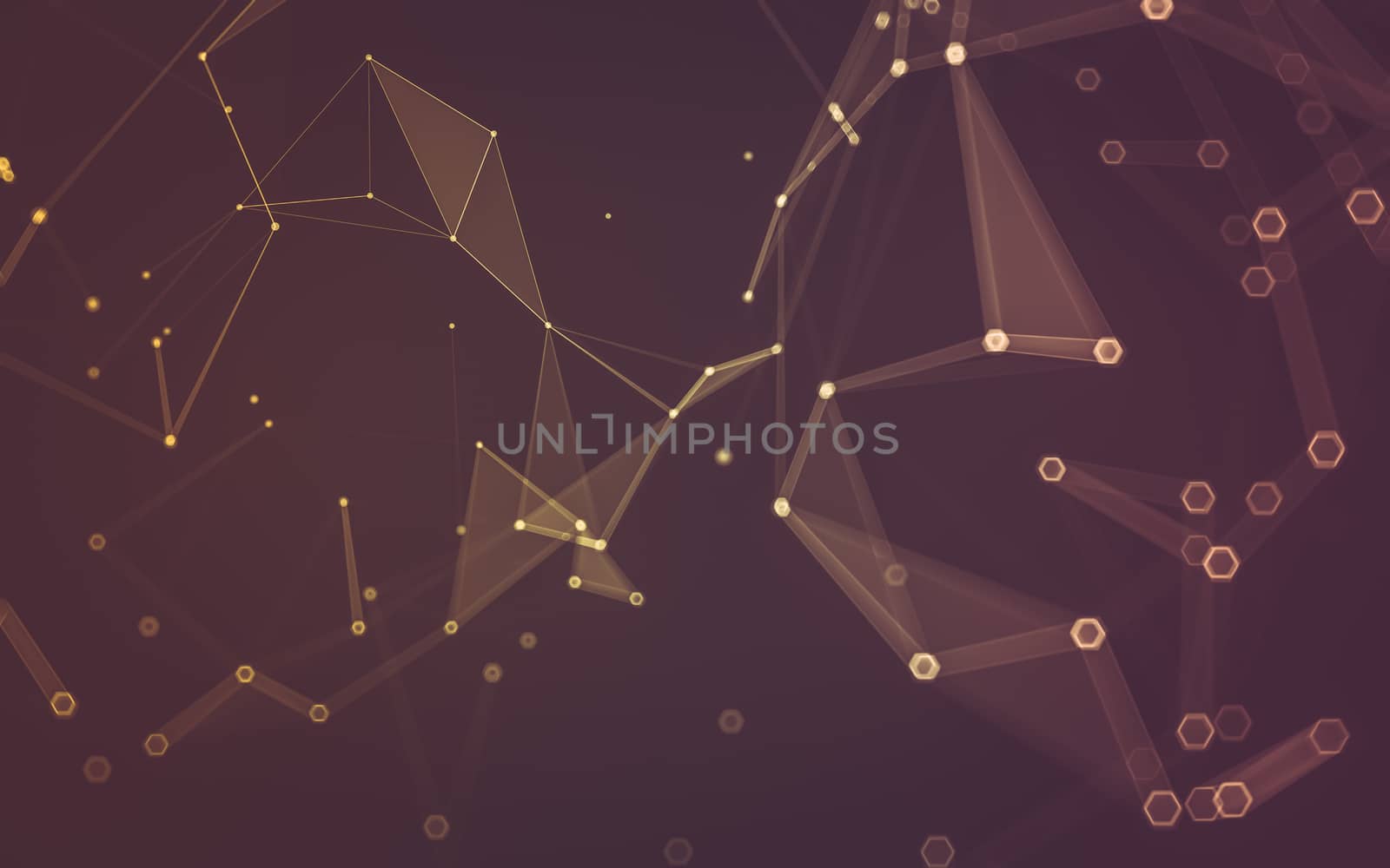 Abstract polygonal space low poly dark background with connecting dots and lines. Connection structure. 3d rendering