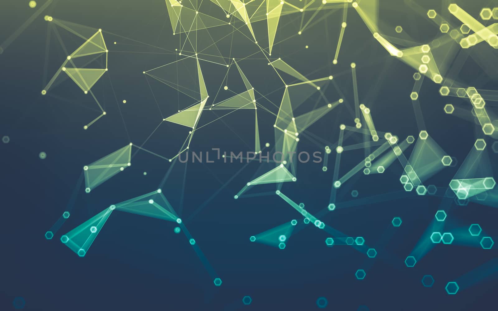 Abstract polygonal space low poly dark background with connecting dots and lines. Connection structure. 3d rendering