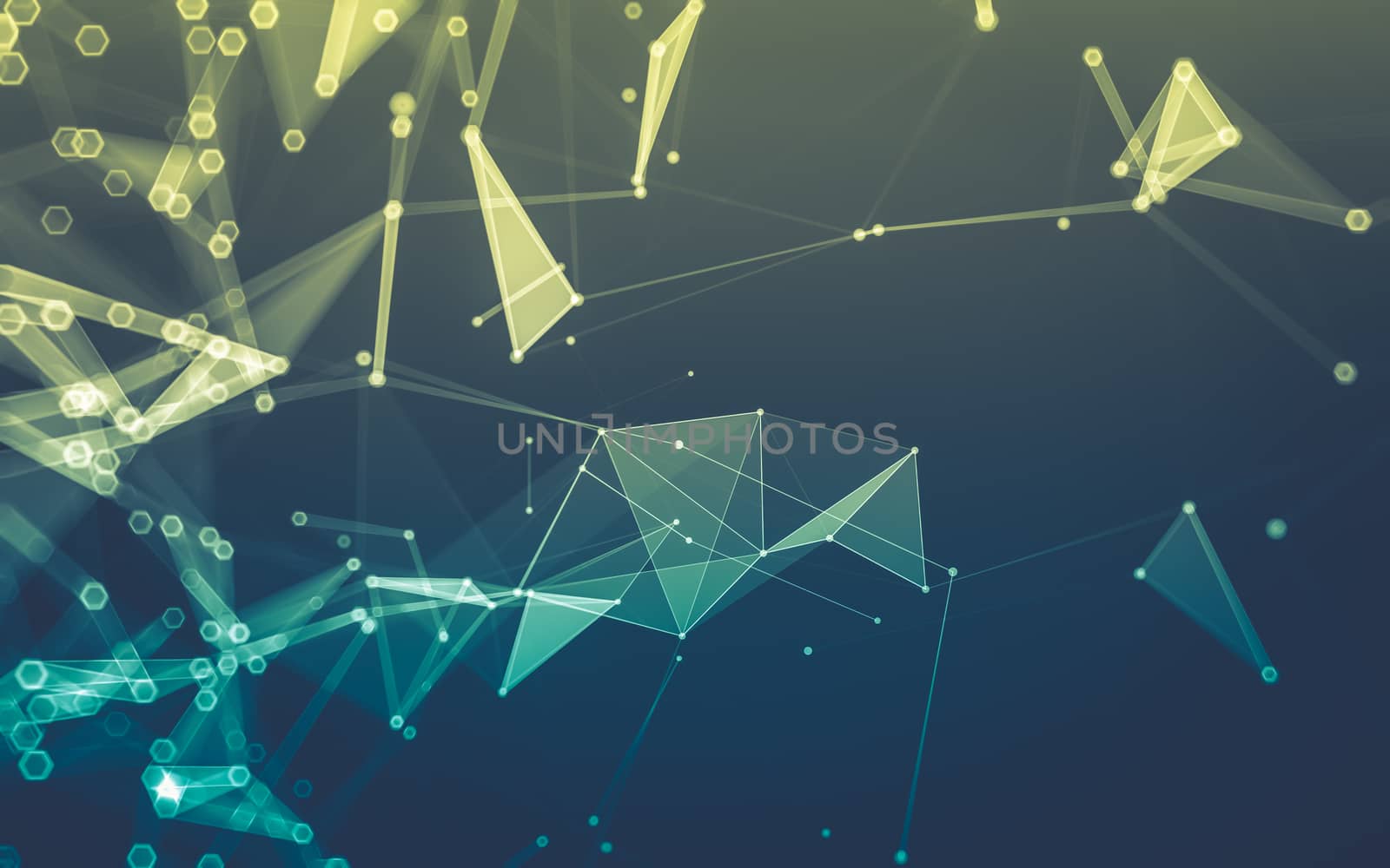 Abstract polygonal space low poly dark background, 3d rendering by teerawit