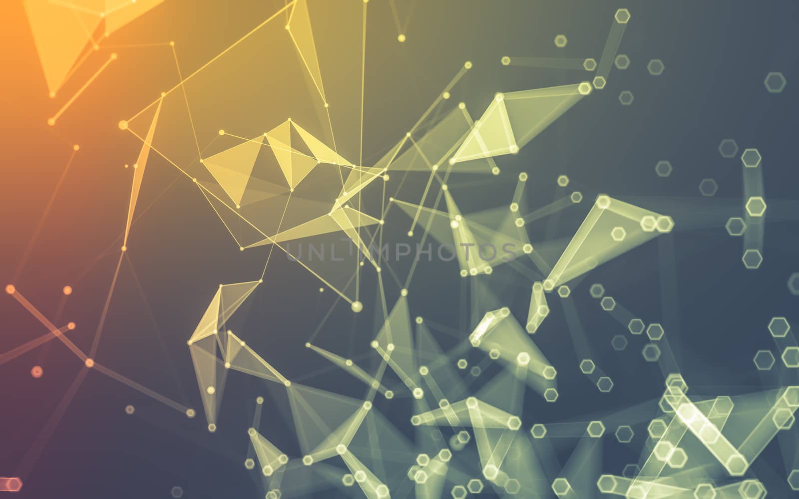 Abstract polygonal space low poly dark background with connecting dots and lines. Connection structure. 3d rendering