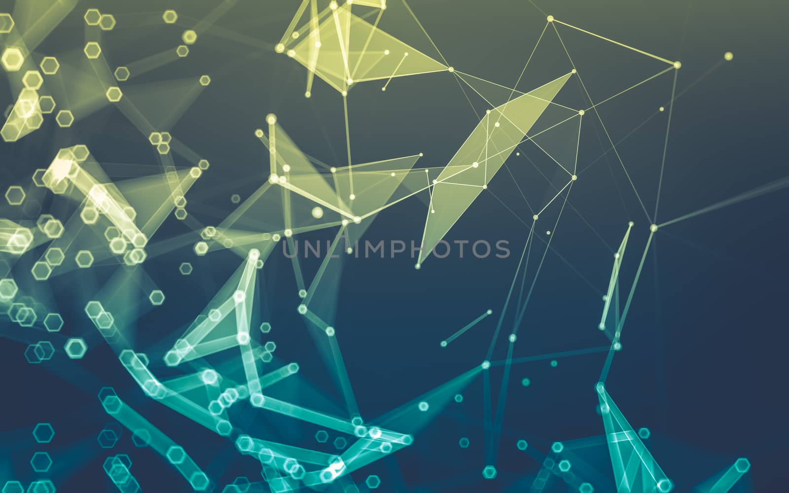 Abstract polygonal space low poly dark background with connecting dots and lines. Connection structure. 3d rendering