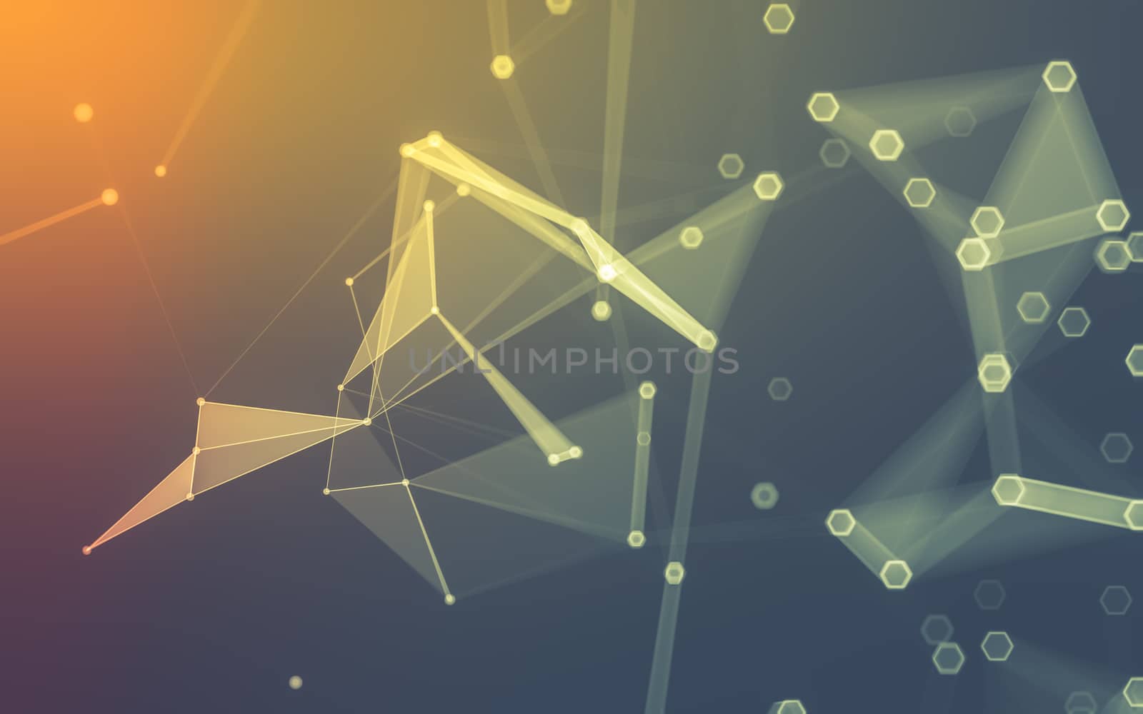 Abstract polygonal space low poly dark background, 3d rendering by teerawit