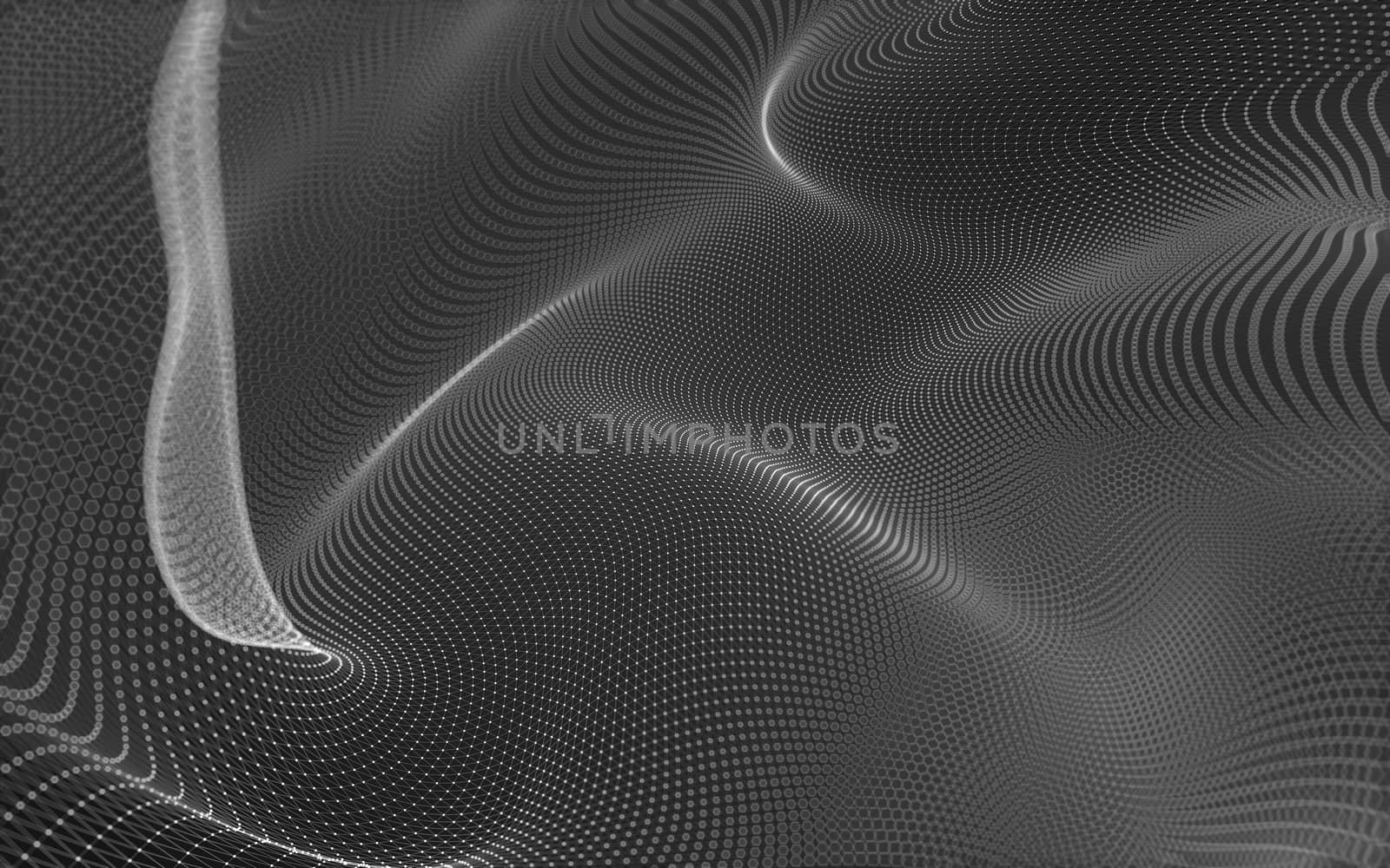 Abstract polygonal space low poly dark background with connecting dots and lines. Connection structure. 3d rendering