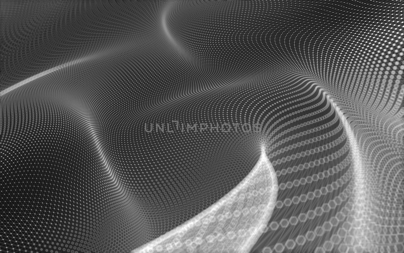 Abstract polygonal space low poly dark background with connecting dots and lines. Connection structure. 3d rendering