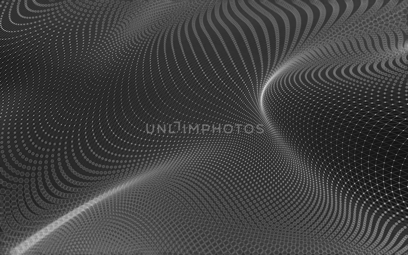 Abstract polygonal space low poly dark background with connecting dots and lines. Connection structure. 3d rendering