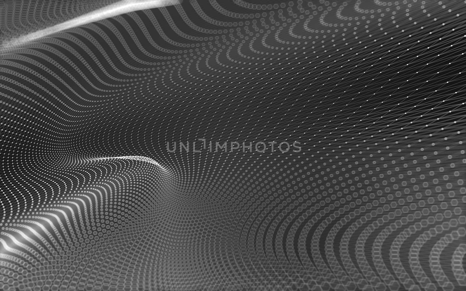 Abstract polygonal space low poly dark background with connecting dots and lines. Connection structure. 3d rendering