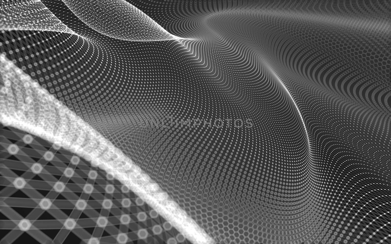 Abstract polygonal space low poly dark background with connecting dots and lines. Connection structure. 3d rendering