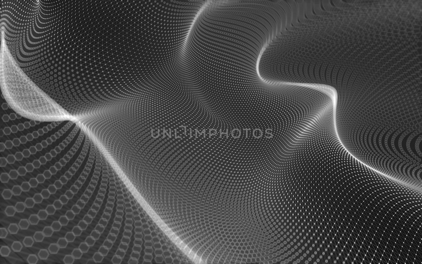 Abstract polygonal space low poly dark background with connecting dots and lines. Connection structure. 3d rendering