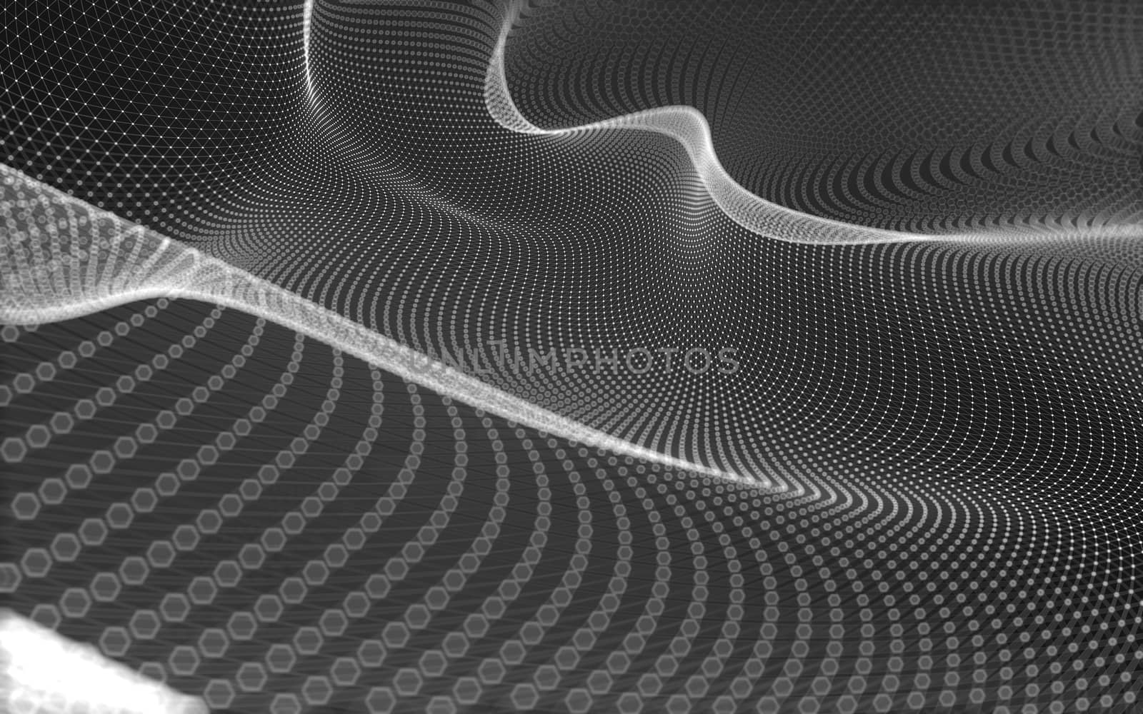 Abstract polygonal space low poly dark background with connecting dots and lines. Connection structure. 3d rendering