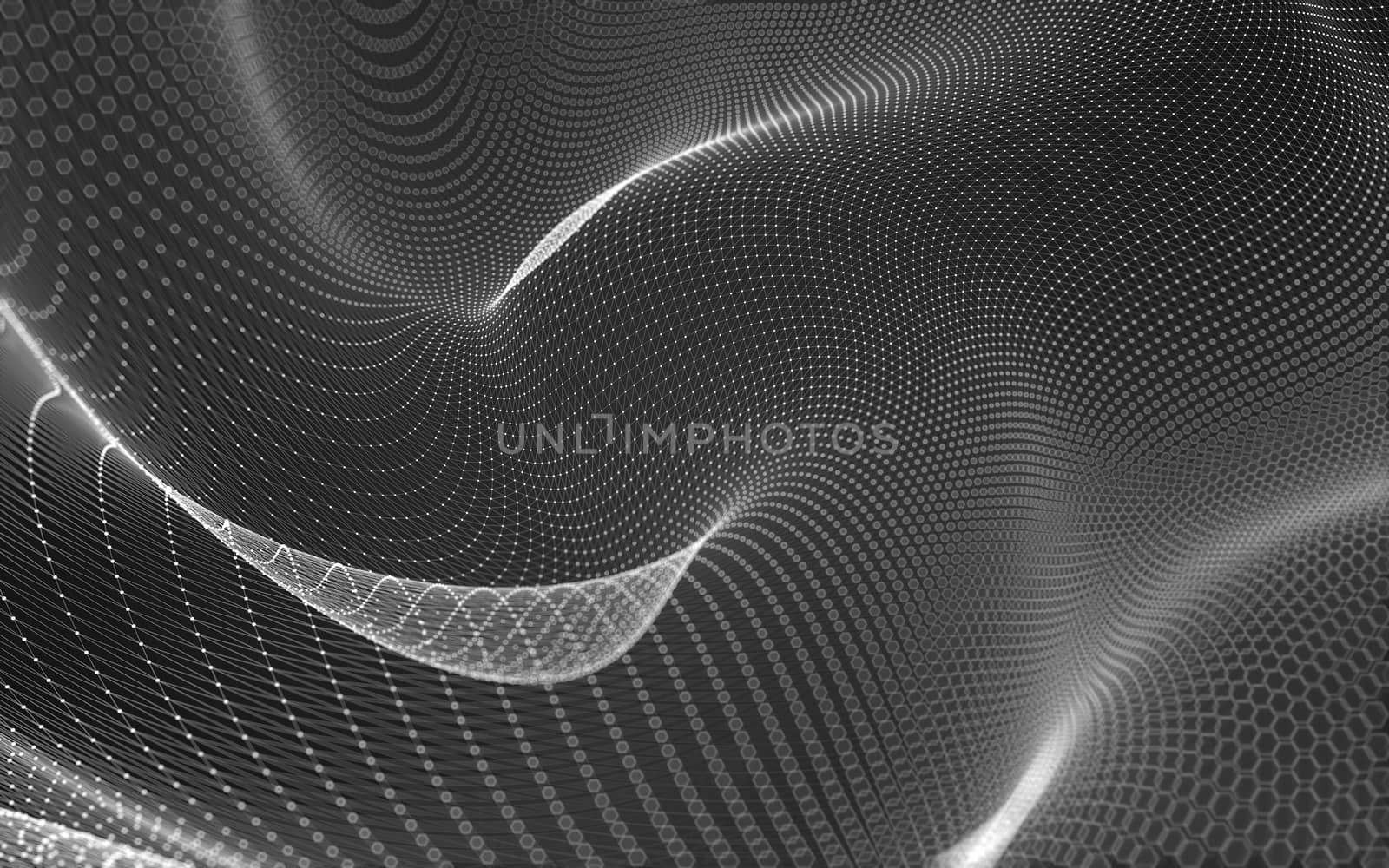 Abstract polygonal space low poly dark background with connecting dots and lines. Connection structure. 3d rendering