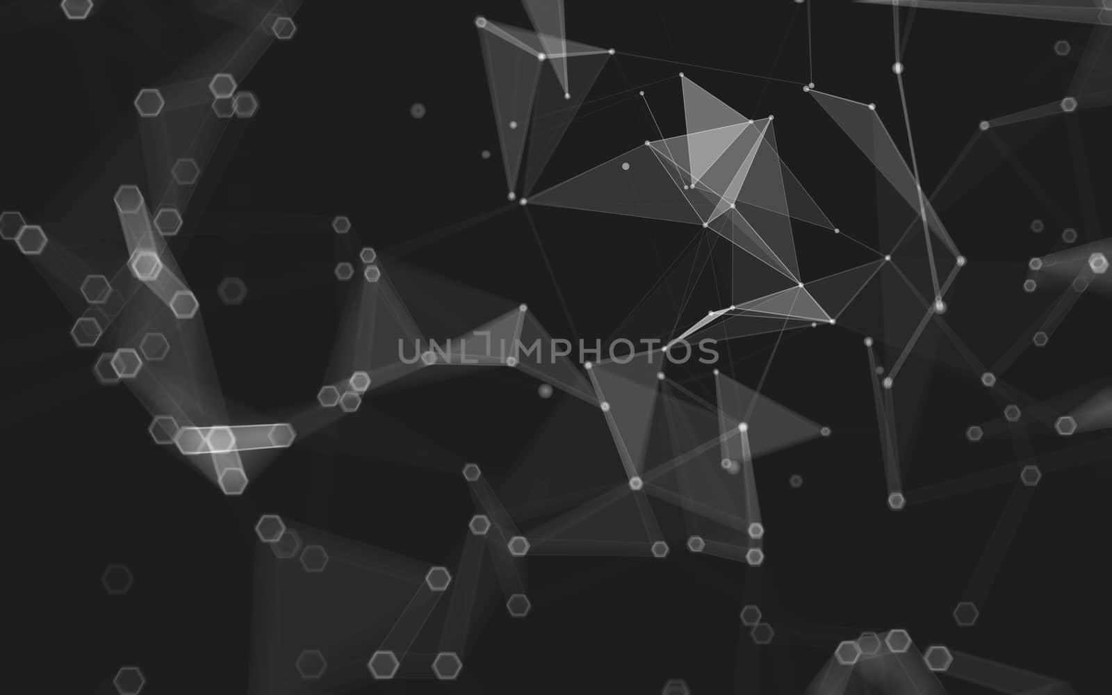 Abstract polygonal space low poly dark background with connecting dots and lines. Connection structure. 3d rendering