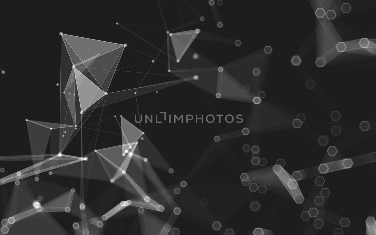 Abstract polygonal space low poly dark background with connecting dots and lines. Connection structure. 3d rendering