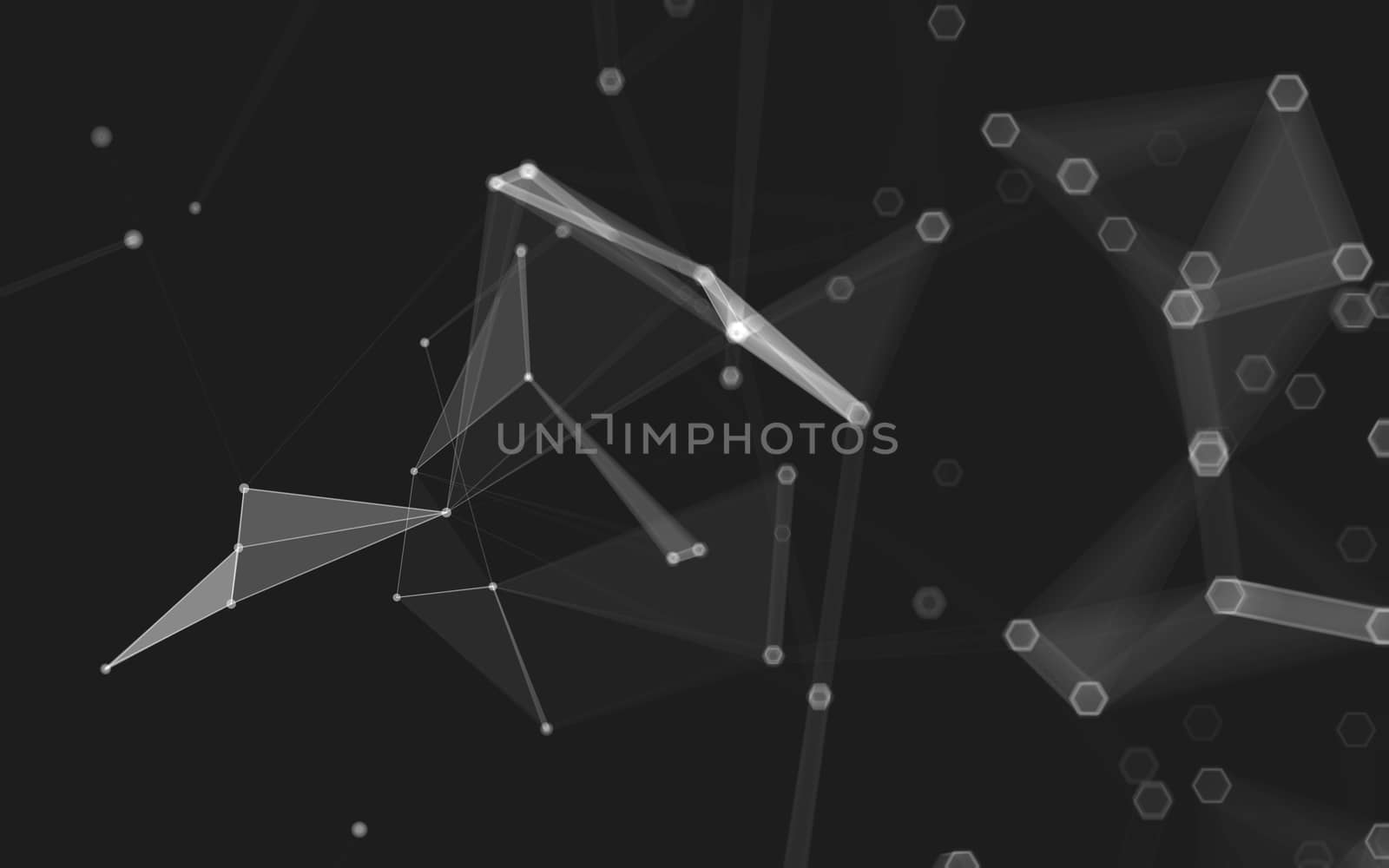 Abstract polygonal space low poly dark background with connecting dots and lines. Connection structure. 3d rendering