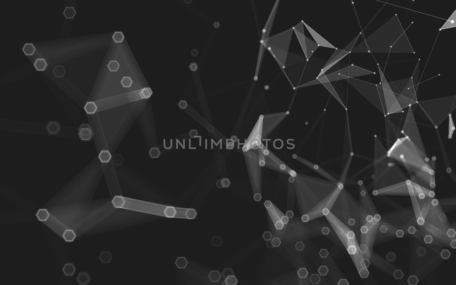 Abstract polygonal space low poly dark background with connecting dots and lines. Connection structure. 3d rendering