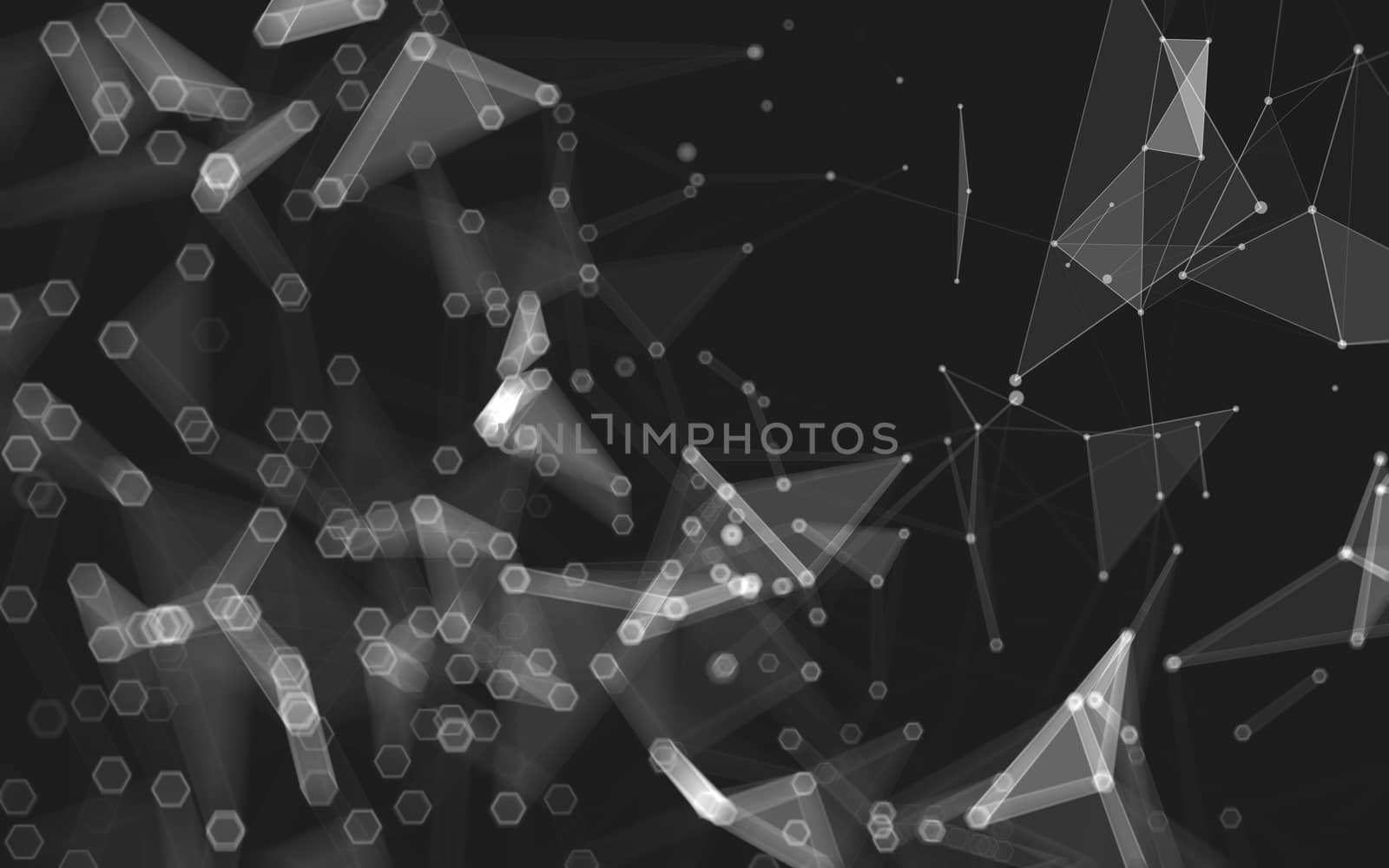 Abstract polygonal space low poly dark background with connecting dots and lines. Connection structure. 3d rendering