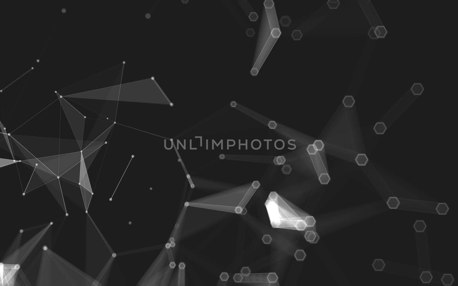 Abstract polygonal space low poly dark background with connecting dots and lines. Connection structure. 3d rendering