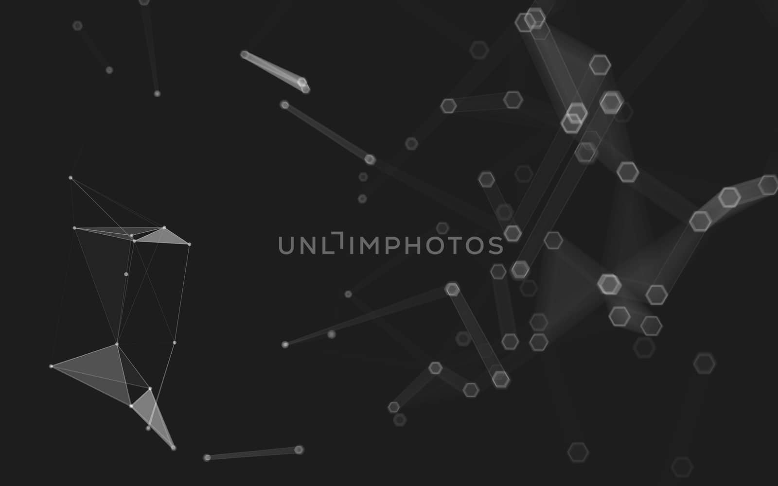 Abstract polygonal space low poly dark background with connecting dots and lines. Connection structure. 3d rendering