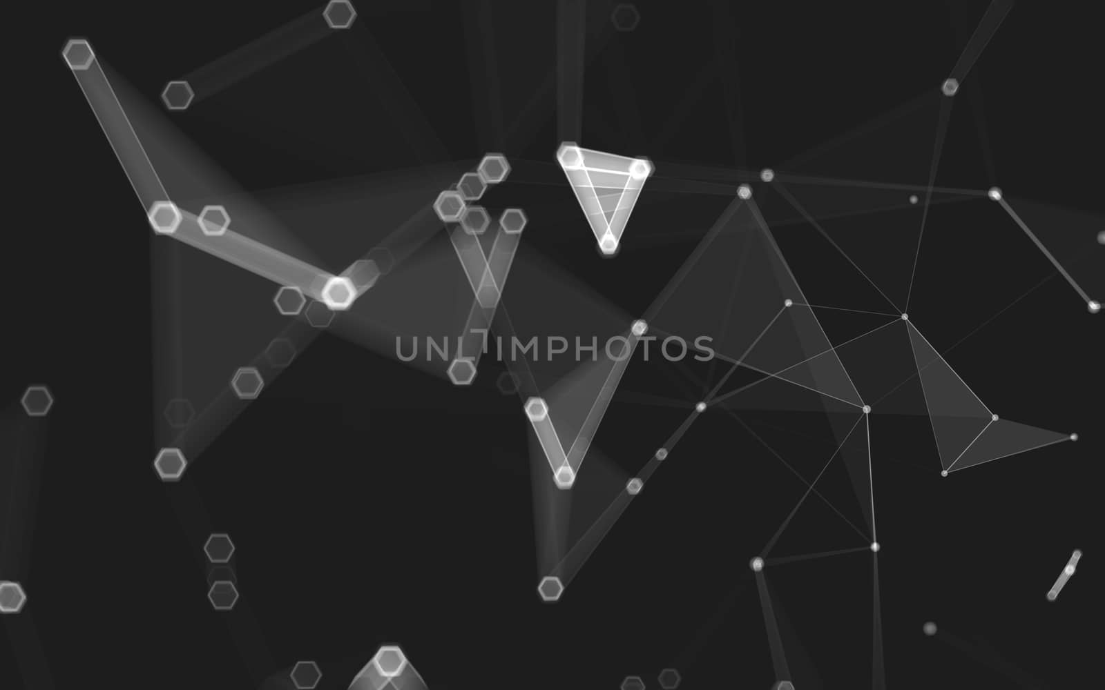 Abstract polygonal space low poly dark background with connecting dots and lines. Connection structure. 3d rendering