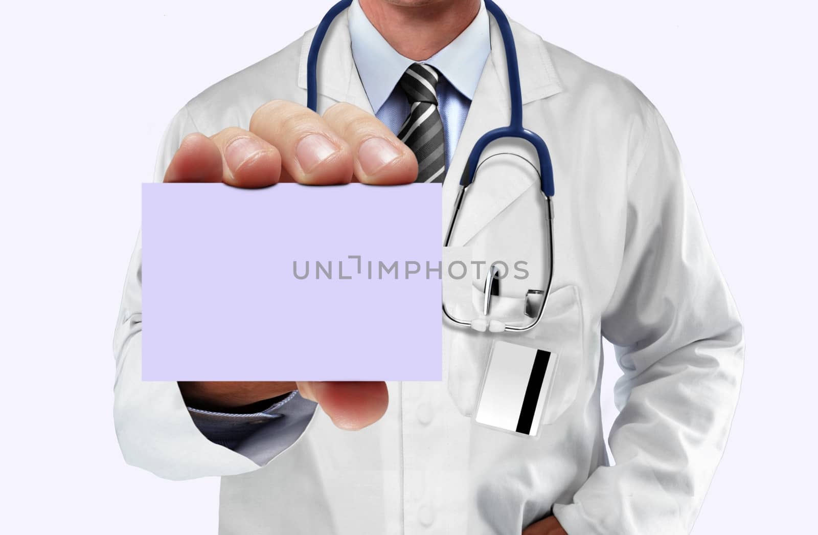 Doctor showing call card