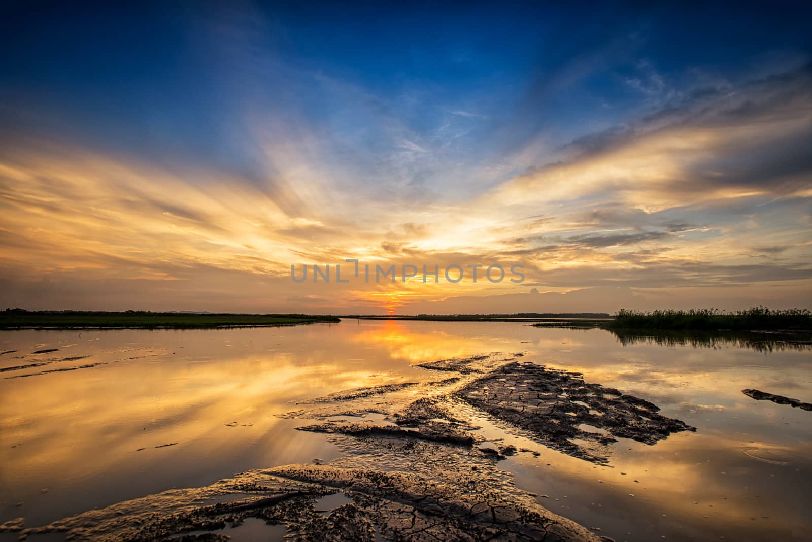 Beautiful Sunset at the ocean at summer