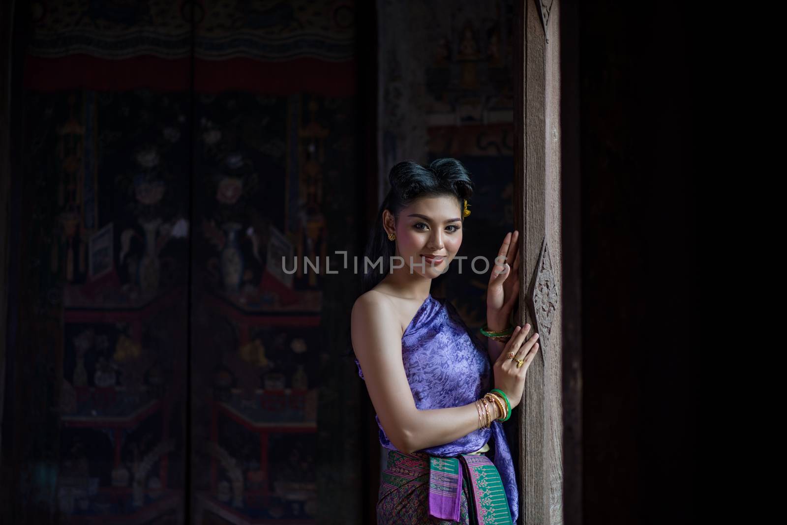 Beautiful Thai girl in Thai traditional costume. Ayuttaya style. by chanwity