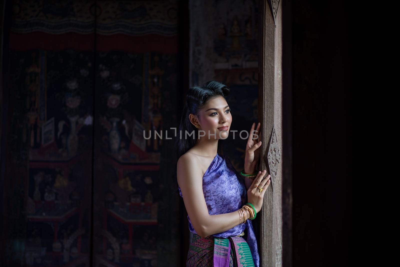 Beautiful Thai girl in Thai traditional costume. Ayuttaya style. by chanwity