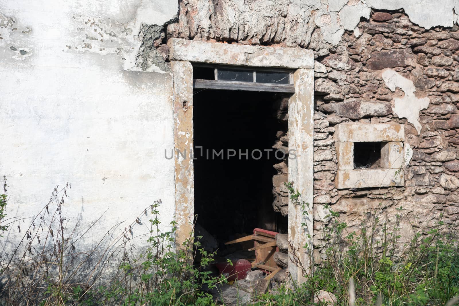 Entrance to an old abandoned house