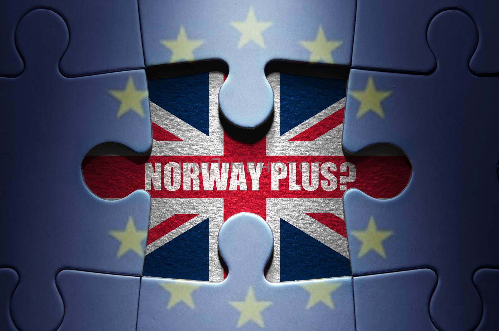 Missing piece from a European jigsaw puzzle revealing the British flag and norway plus question