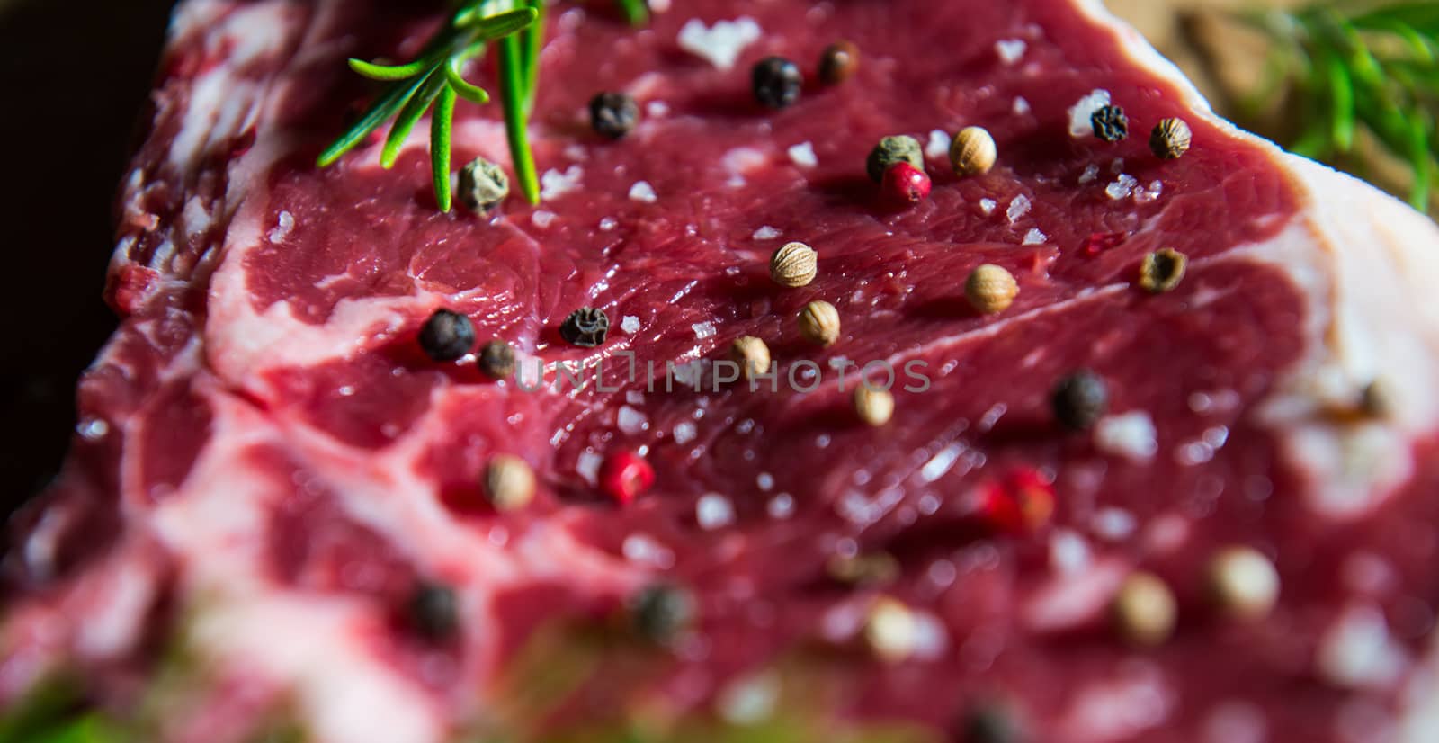 Entrecote steak of beef on a wooden board, studio shoot