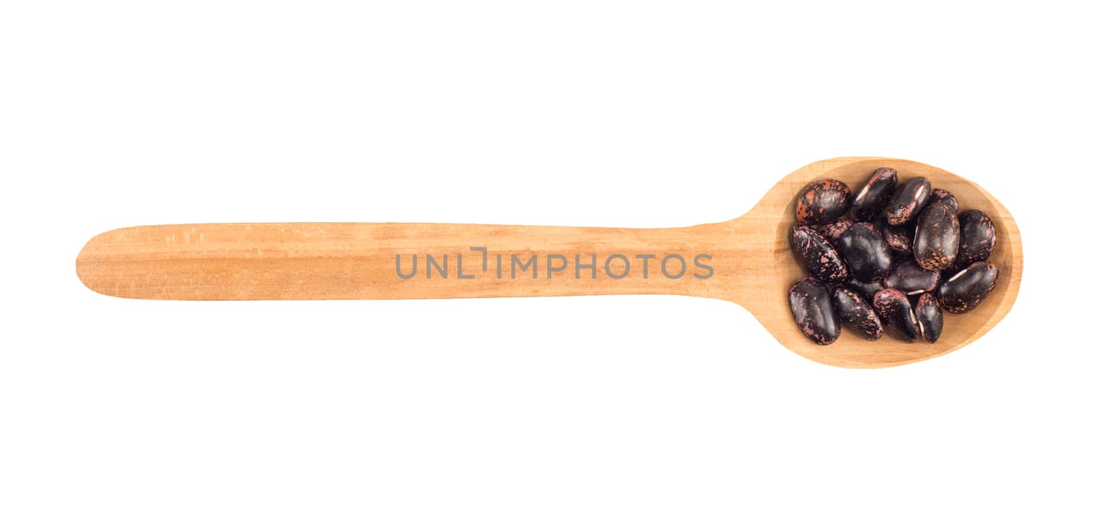 kidney beans on a wooden spoon isolated on white background by DGolbay