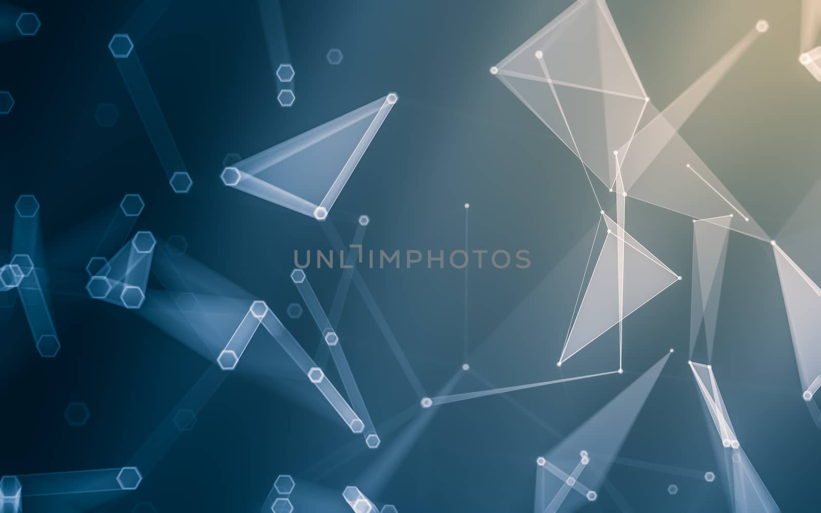 Abstract polygonal space low poly dark background with connecting dots and lines. Connection structure. 3d rendering