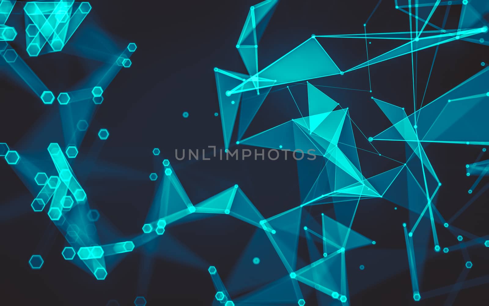 Abstract polygonal space low poly dark background with connecting dots and lines. Connection structure. 3d rendering