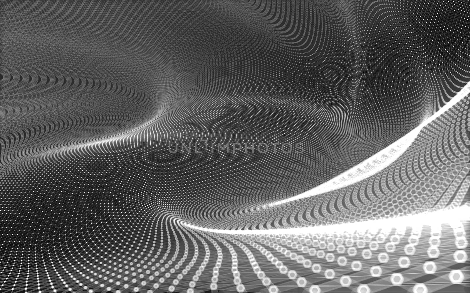 Abstract polygonal space low poly dark background with connecting dots and lines. Connection structure. 3d rendering