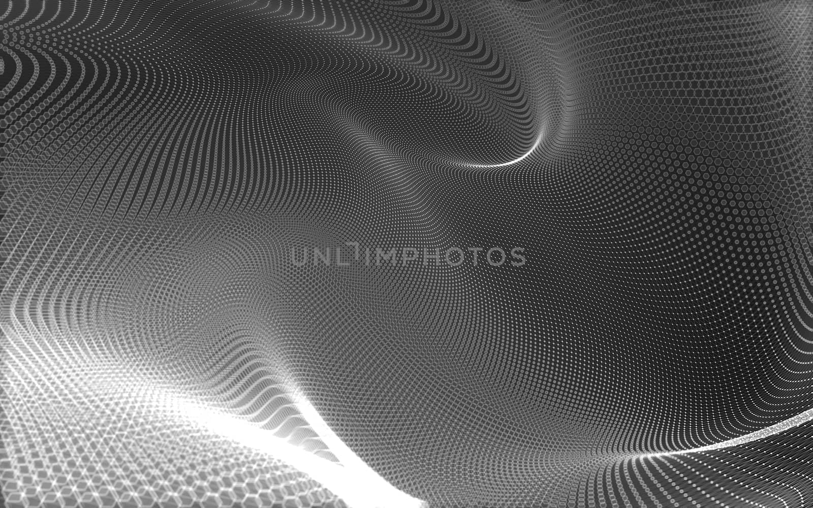 Abstract polygonal space low poly dark background with connecting dots and lines. Connection structure. 3d rendering