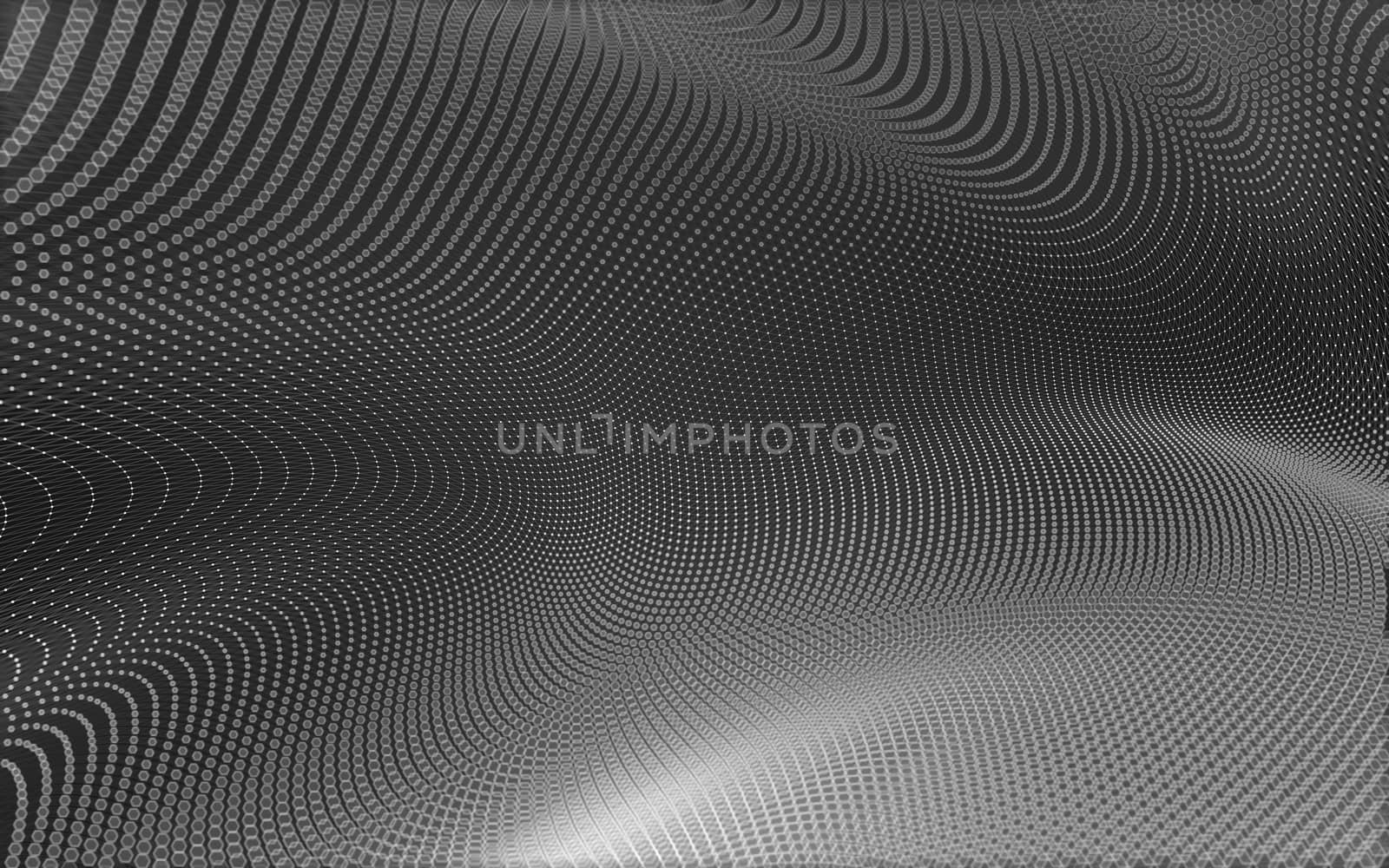 Abstract polygonal space low poly dark background with connecting dots and lines. Connection structure. 3d rendering