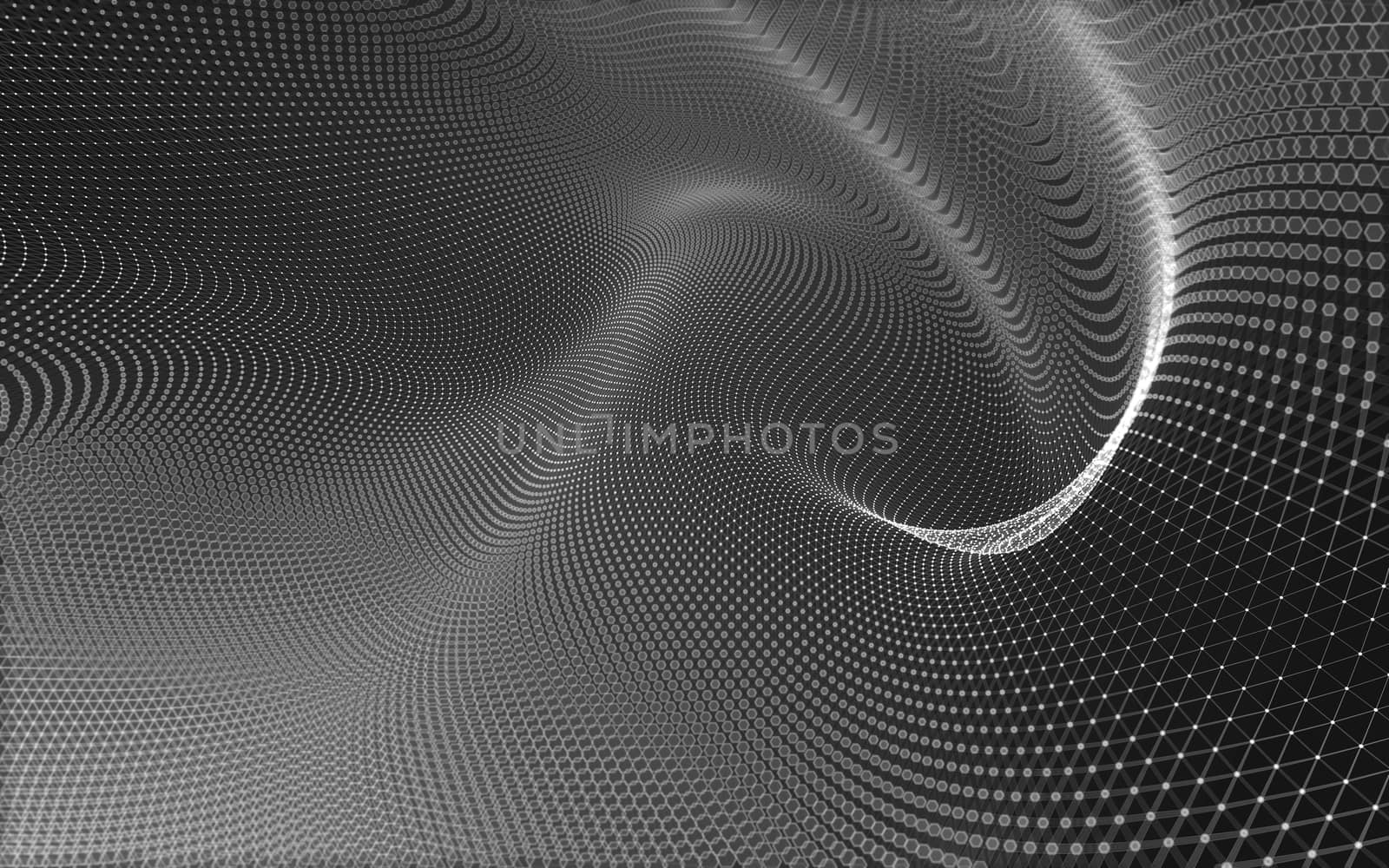 Abstract polygonal space low poly dark background with connecting dots and lines. Connection structure. 3d rendering