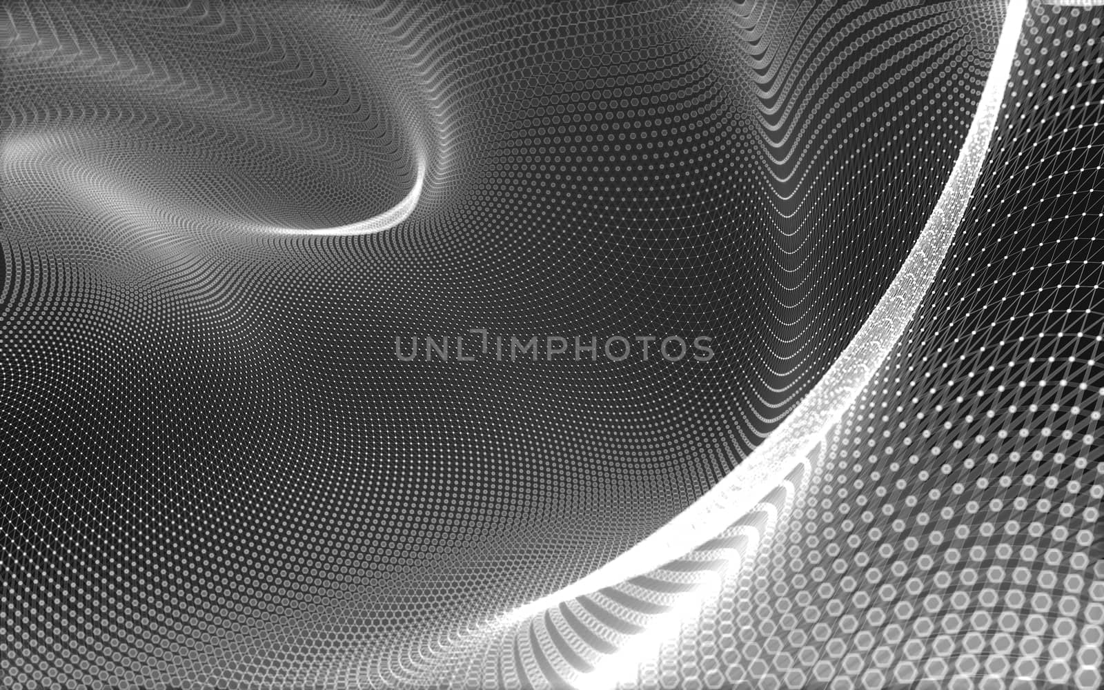 Abstract polygonal space low poly dark background with connecting dots and lines. Connection structure. 3d rendering