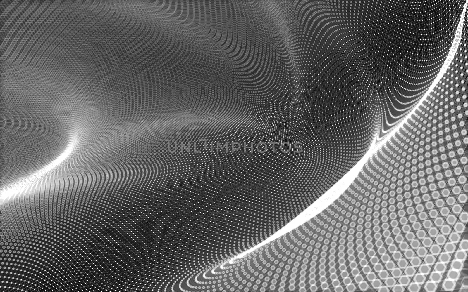 Abstract polygonal space low poly dark background with connecting dots and lines. Connection structure. 3d rendering