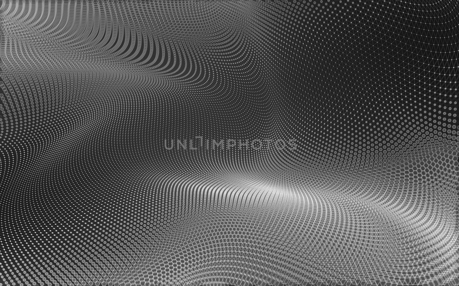 Abstract polygonal space low poly dark background with connecting dots and lines. Connection structure. 3d rendering