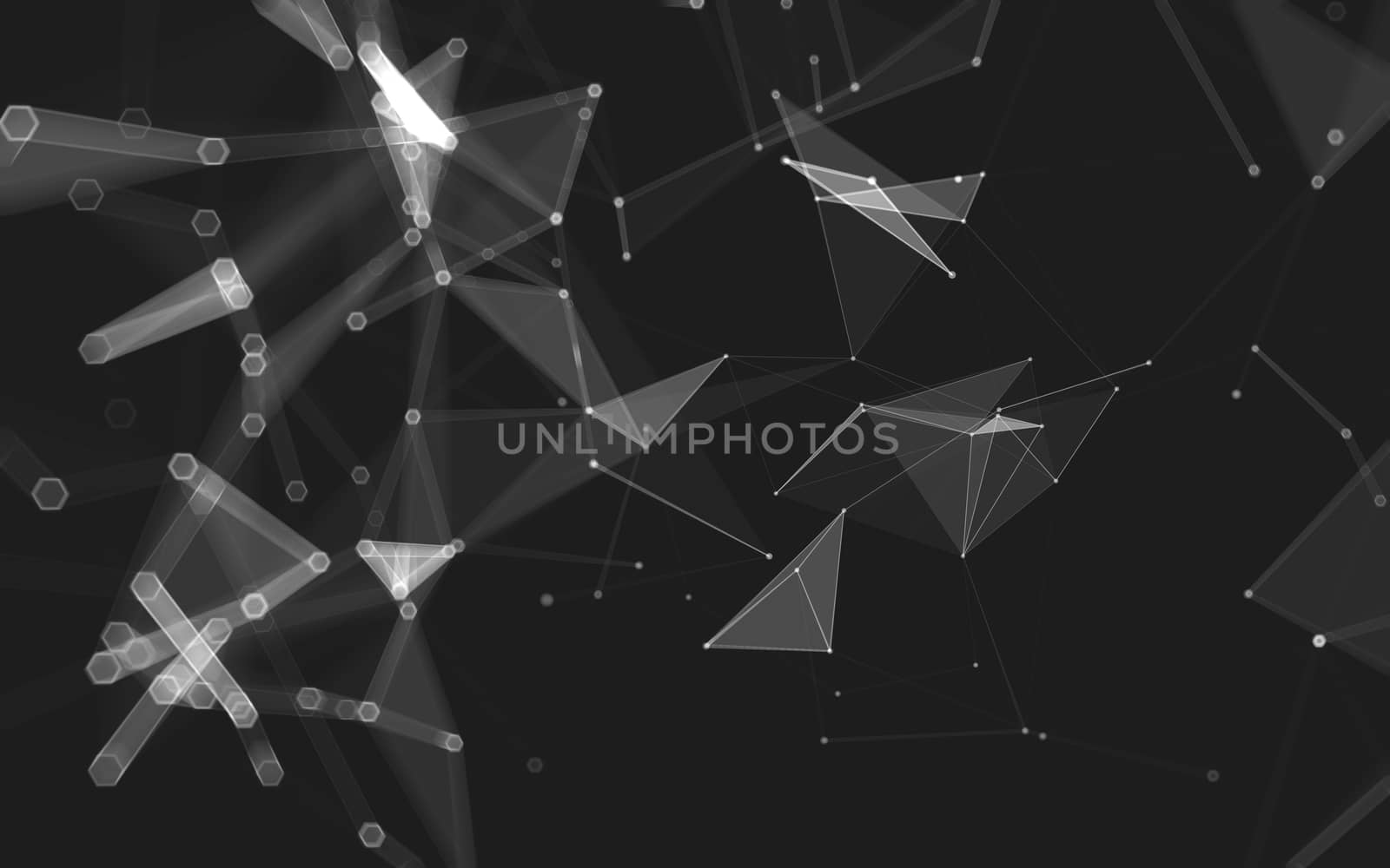 Abstract polygonal space low poly dark background with connecting dots and lines. Connection structure. 3d rendering