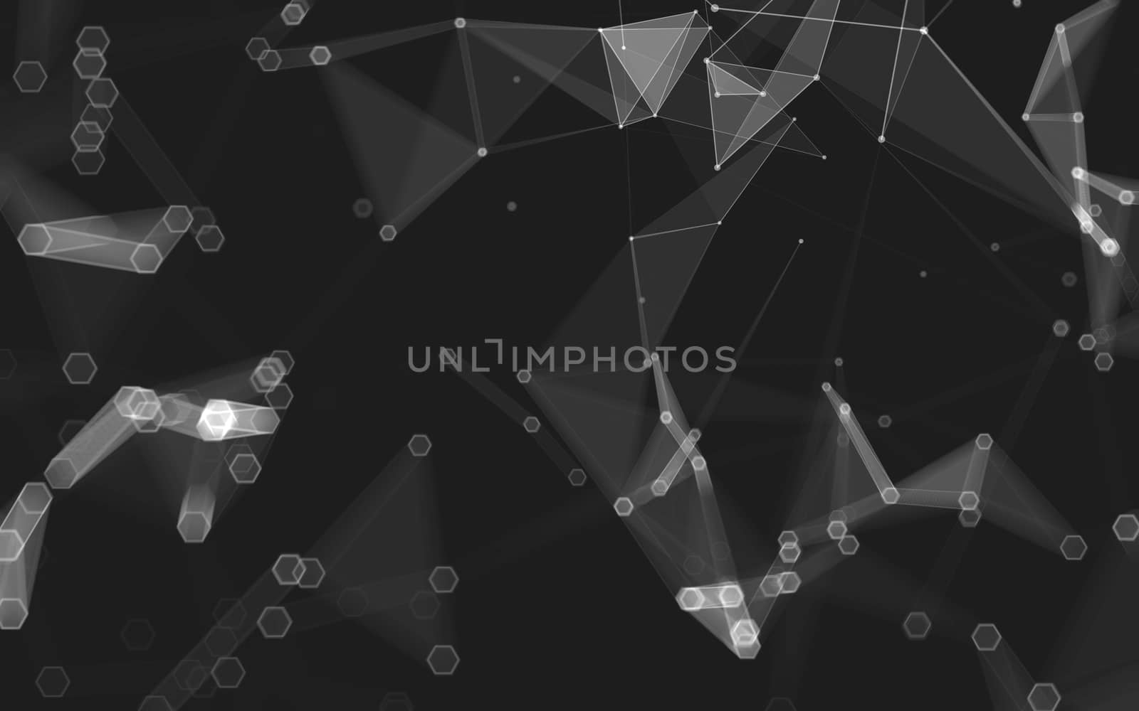 Abstract polygonal space low poly dark background with connecting dots and lines. Connection structure. 3d rendering