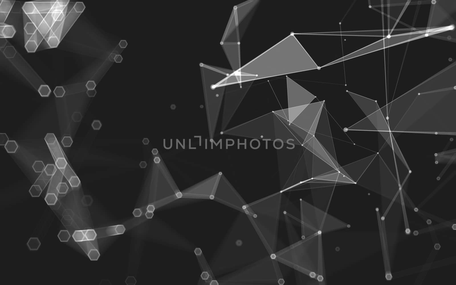 Abstract polygonal space low poly dark background with connecting dots and lines. Connection structure. 3d rendering