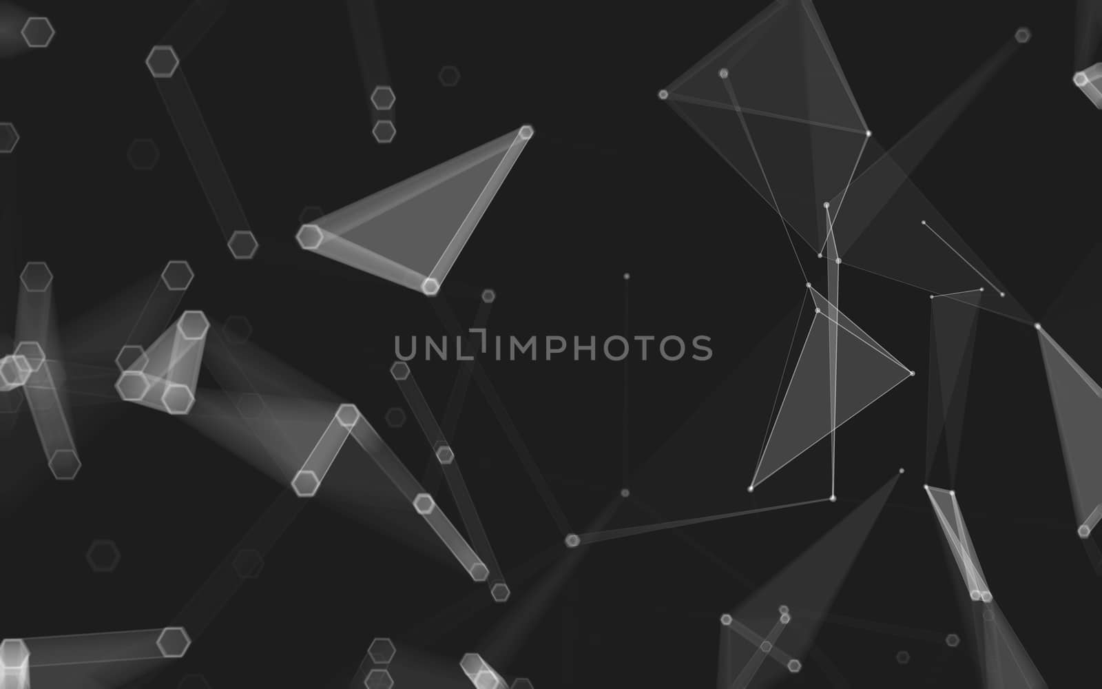 Abstract polygonal space low poly dark background with connecting dots and lines. Connection structure. 3d rendering