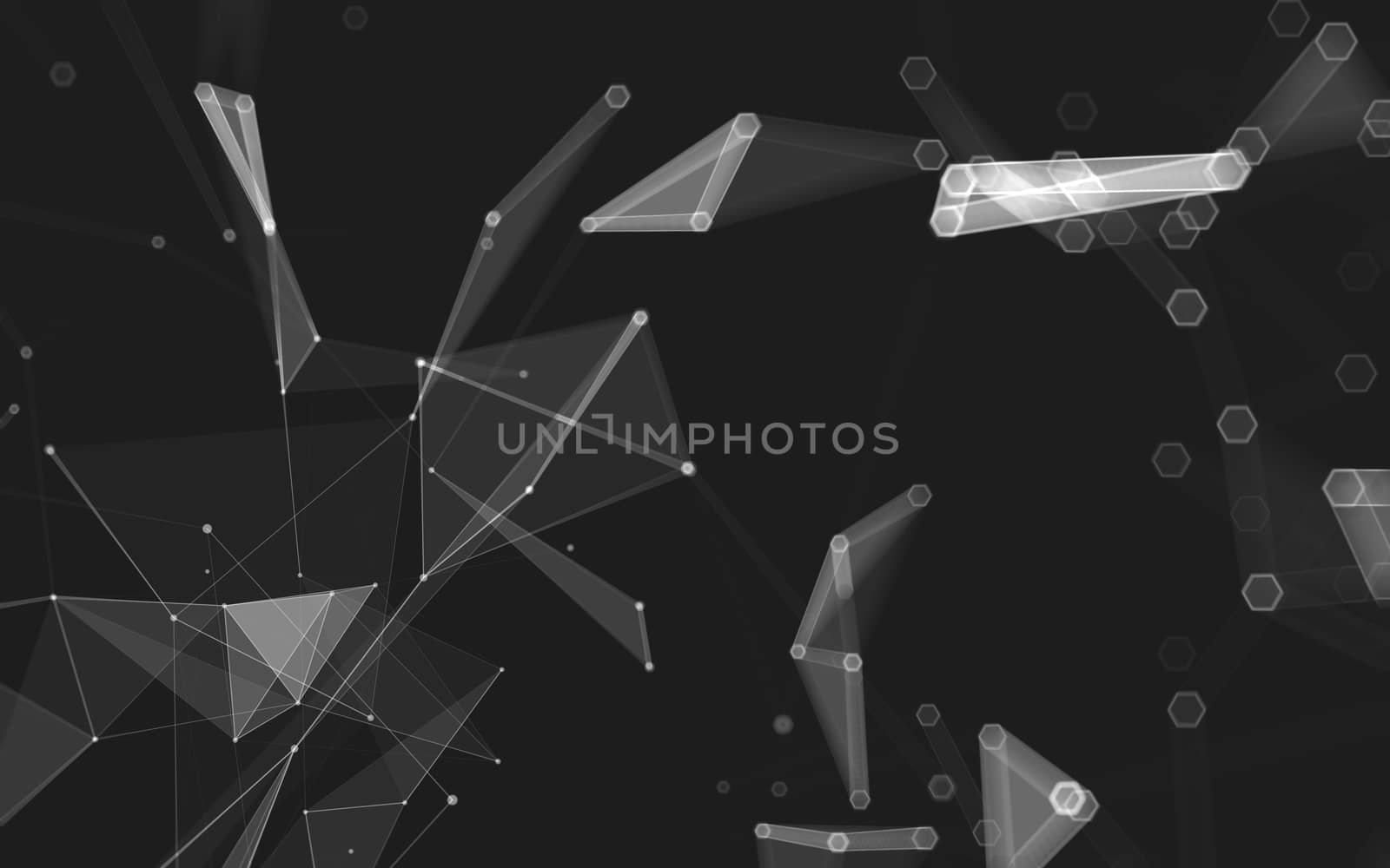 Abstract polygonal space low poly dark background with connecting dots and lines. Connection structure. 3d rendering