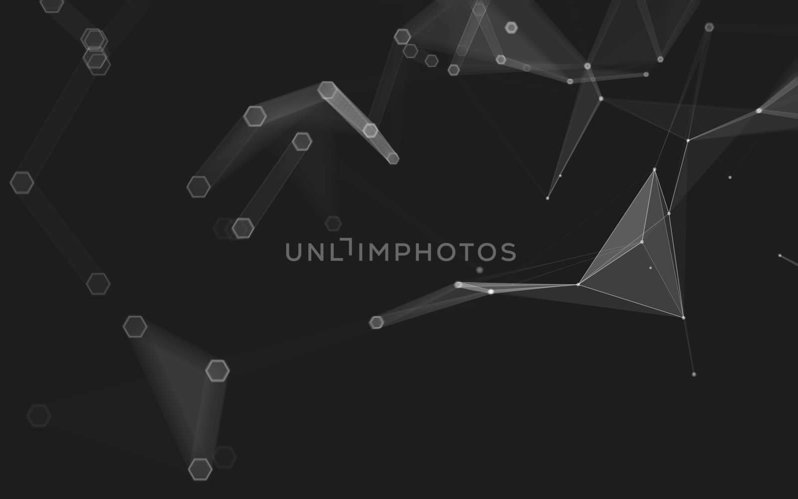 Abstract polygonal space low poly dark background with connecting dots and lines. Connection structure. 3d rendering